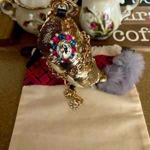 Tory Burch Gold Sequin Bird Key Chain
